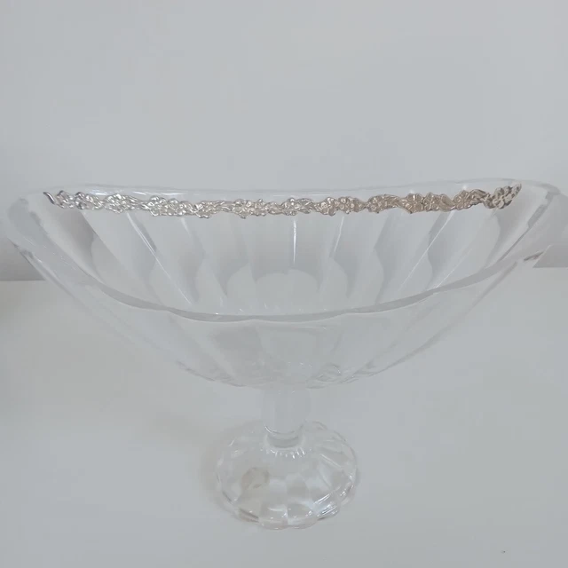 Fruttiera alzata cristallo e argento