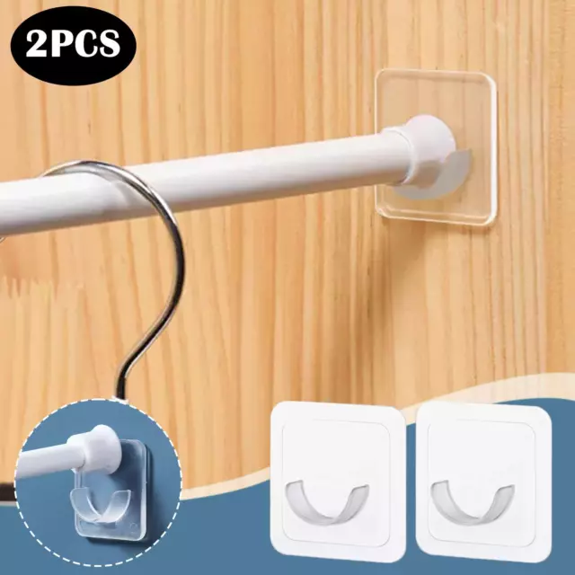 2pcs Adhesive Shower Curtain Rod Holder Universal Non-slip Wall Mount Hold  New