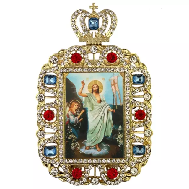 The Resurrection De Christ Orthodoxe Couleur Or Chevalet Encadré Pâque Icon 5.75