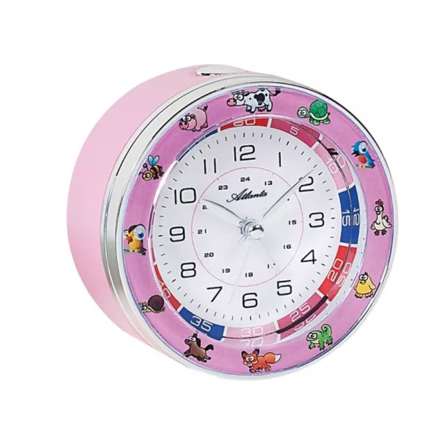 Atlanta Analogique Réveil pour Enfants Quartz Rose Plastique Rond Alarme