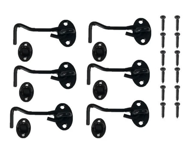 6 Pack 3" Stainless Steel Gate Latch Lock Cabin Hook and Eye Barn Door Latch