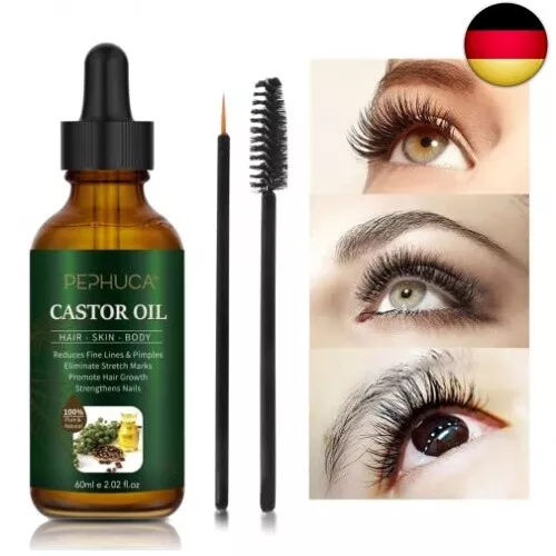 Rizinusöl - Bio Castor Oil für Haar, Wimpern, Augenbrauen, Bart, Nägel, 100% re