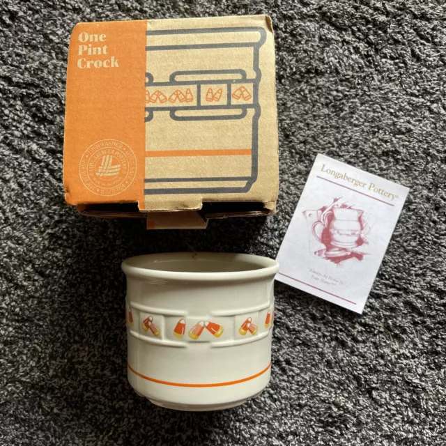 Longaberger Retired Candy Corn One Pint Crock Pottery - NEW IN BOX!