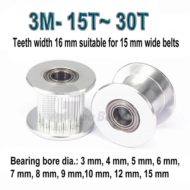 Idlers HTD 3M Tensioner Pulley 15T~30T Tooth width=16mm Bore=3~15mm Idler Pulley