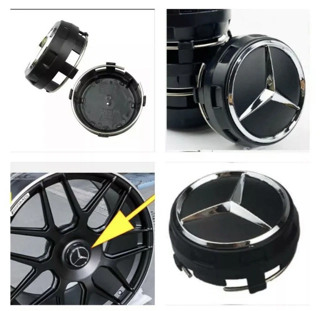 Logo Noir Mercedes Lot De 4 Cache-Moyeux Mercedes 75mm - Enjoliveurs Centraux Pour Jante - Neufs Accessoire Auto Mercedes-Benz - Foto 8