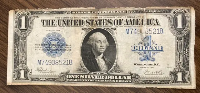 1923 $1 One Dollar Silver Certificate “HORSEBLANKET” Large Size Note