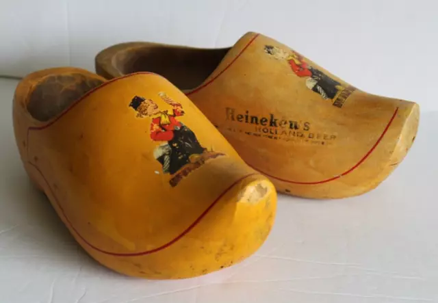 Vintage Advertising Heineken's Holland Beer Hand Carved Dutch Wooden Shoe