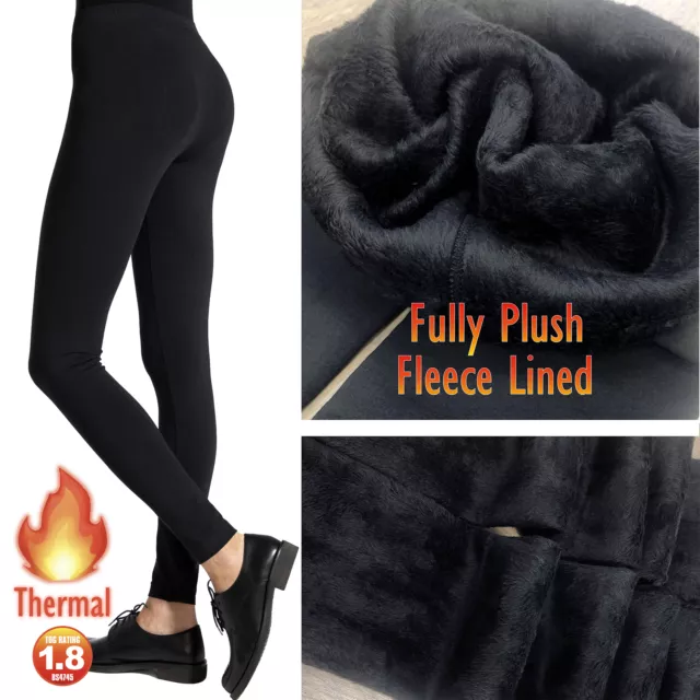 Ladies Thermal Leggings Fleece Lined Black 4.9 TOG Womens Winter Warm 1 Pair