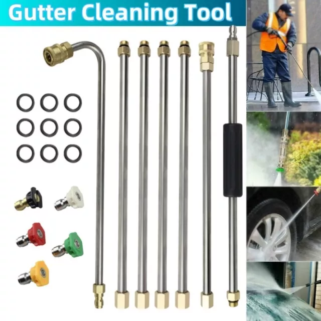 Gutter Cleaning Tool Pressure Washer Extension Wand Long Lance + 5 Spray Nozzles