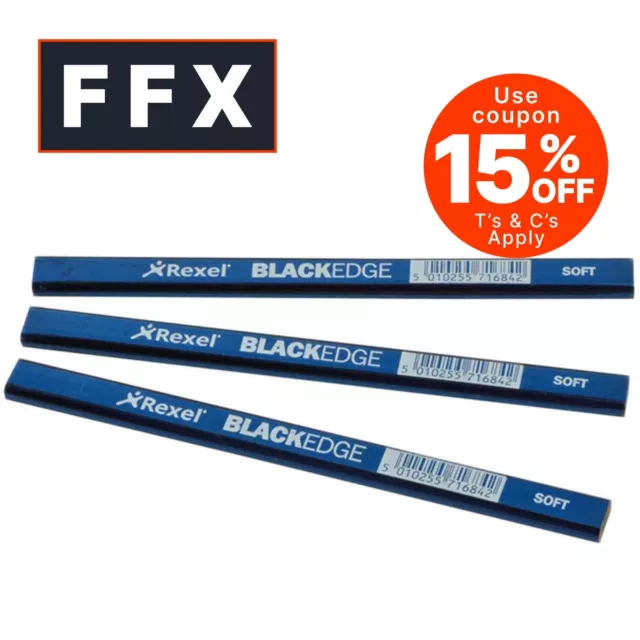 Blackedge BLAB 34328 Card of 12 Pencils Blue Soft Carpenters Pencil x12