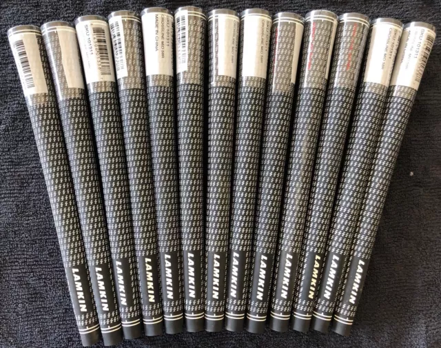 13 X Lamkin Crossline Black/White Rubber Midsize Golf Grips.  Genuine.