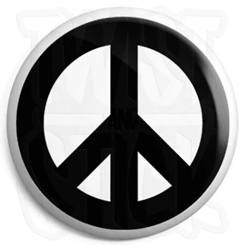 Peace Symbol - Black - 25mm Button Badge - CND Logo - Hippie Love Sign