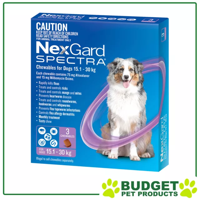 NexGard Spectra Chewables For Large Dogs Purple 15.1-30kg 3 Pack