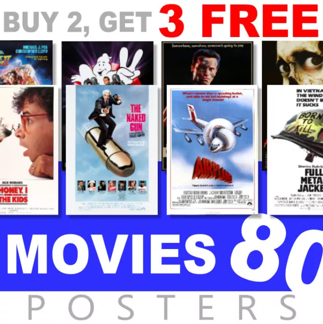 Classic Movie Posters 1980s 80s Poster, A4, A3 270gsm Poster, Prints, Art, Film