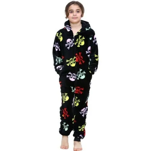 Kids Girls Boys Fun Halloween Skull Print A2Z Onesie One Piece Multi Pyjama Sets