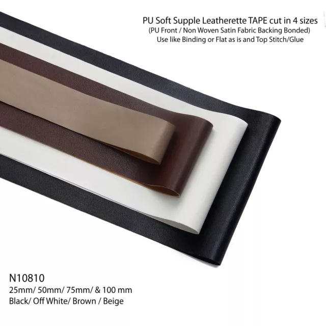 Neotrims PU Faux Imitation Leather Cut Binding Flat Tape Trimming Ribbon, Bias