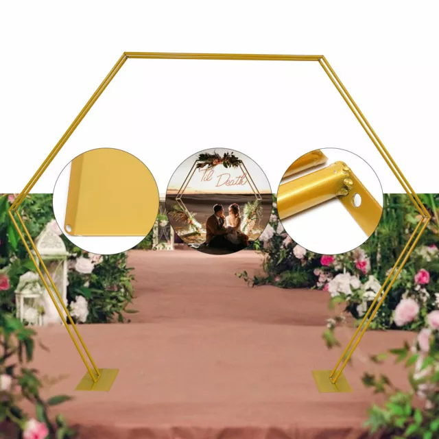 Large Metal Hexagonal Wedding Arch Backdrop Stand Romantic Outdoor Wedding Decor