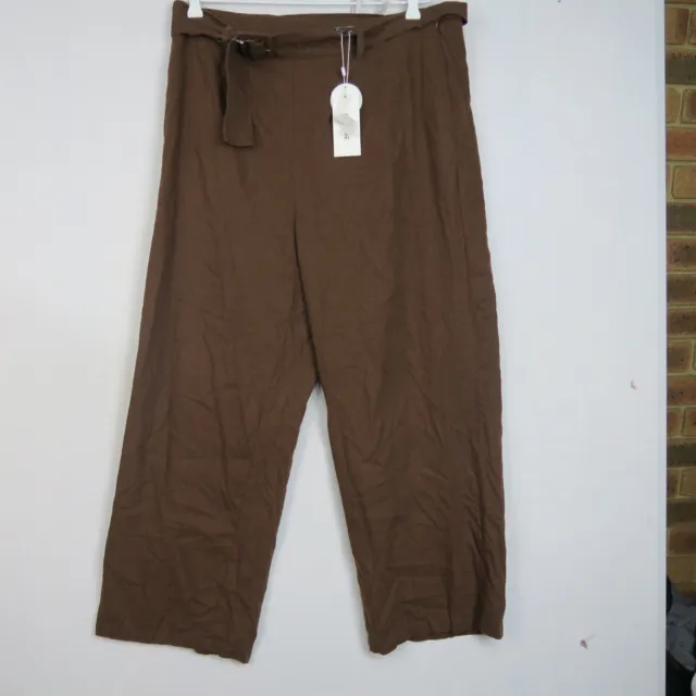 Piper NEW Womens Chino Pants Size 16(AU) Brown Straight Relaxed Belted RRP$89.95