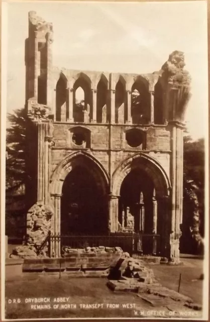 Dryburgh Abbey, remains of North Transept from west, sepia postcard, unposted