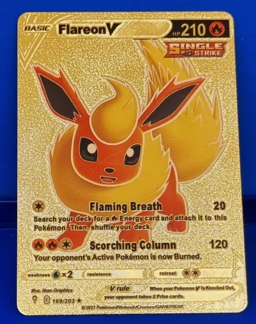 Carte Pokémon Carte Flareon V 169/203 Couleur Feuille d'Or Doré