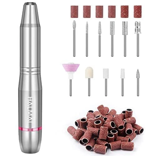 Taladro de uñas eléctrica HALMAI con kit de brocas 11 en 1 y 66 bandas de lijado por...