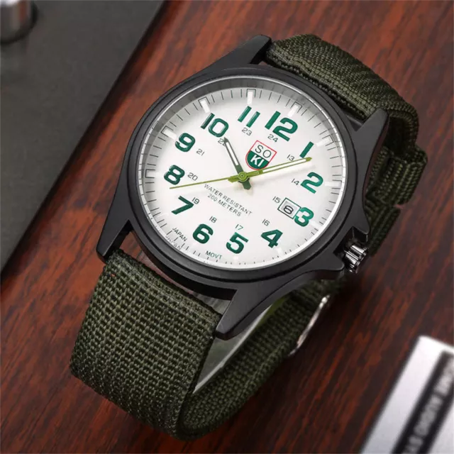 Mens Date Stainless Steel Military Sports Analog Quartz Army Wrist Watch New