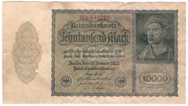 10.000 Mark, Reichsbanknote,  19. Januar 1922,  Deutsches Reich