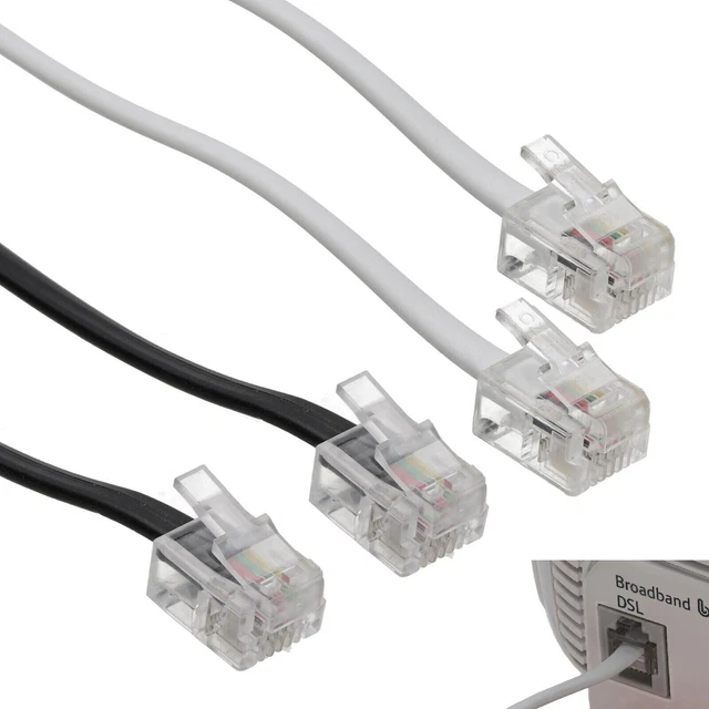 RJ11 ADSL Router Cable Telephone Lead For BT/SKY/PlusNet Broadband Phone Lot