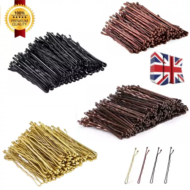 PACK OF 50 Waved Hair Grips Pins 7cm Black Blonde Brown Bun Pins Slides Kirby UK