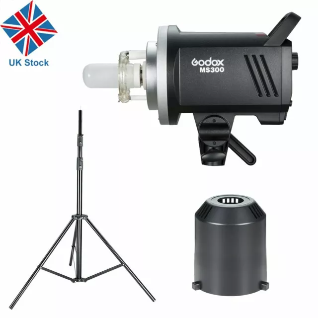 UK Godox MS300 300WS Studio Strobe Head Camera Flash Light Monolight+Light Stand