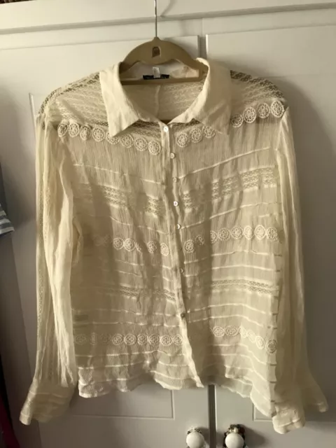 Beautiful Laura Ashley Vintage Silk Lace Embroidered Blouse Top Size 18 Wedding