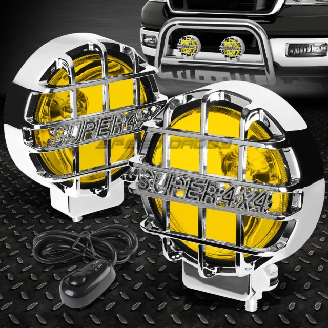 6"Round Chrome Housing Yellow Fog Light/Offroad Super 4X4 Guard Work Lamp+Switch