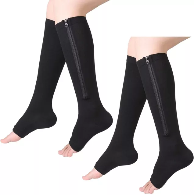 Zipper Compression Socks for Men Women DVT Support Stockings Open