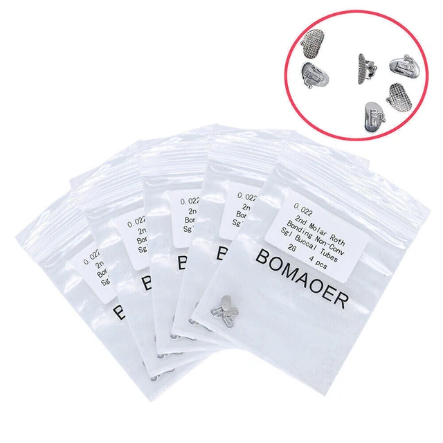 Tube Buccal Orthodontique Métallique GAC Roth 022 - Double Gaine Linguale Pour Bagues Dentaires - Neuf