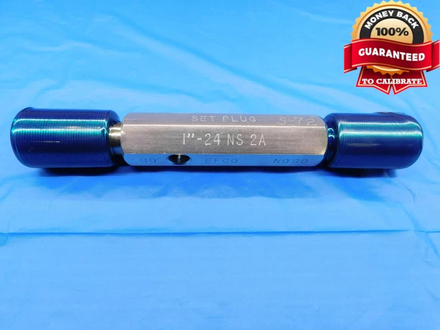 1" 24 Ns 2A Set Thread Plug Gage 1.0 1.00 1.000 Go No Go P.d.'s = .9716 & .9674
