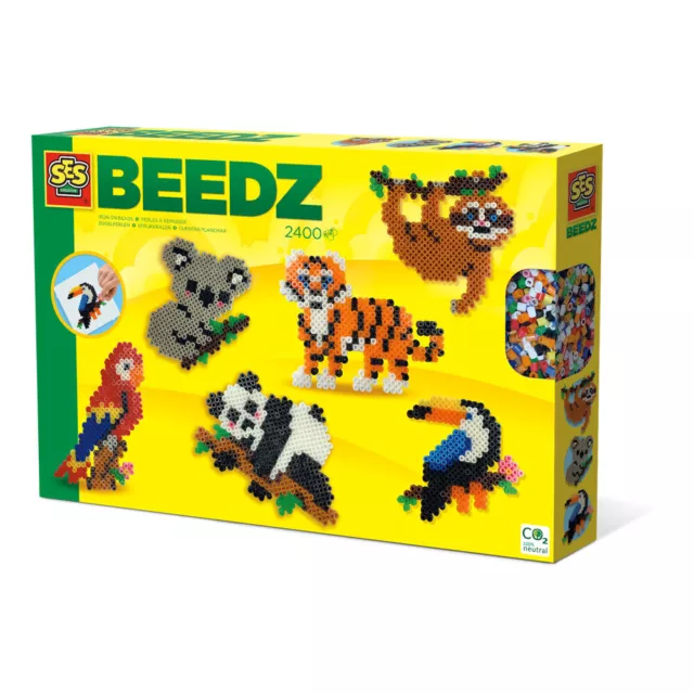 SES CREATIVE Jungle Animals Iron-on Beads Mosaic Set