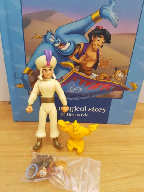 Aladdin Disney Book Miniature set plus figures Abu. 12 items Magic Lamp Genie