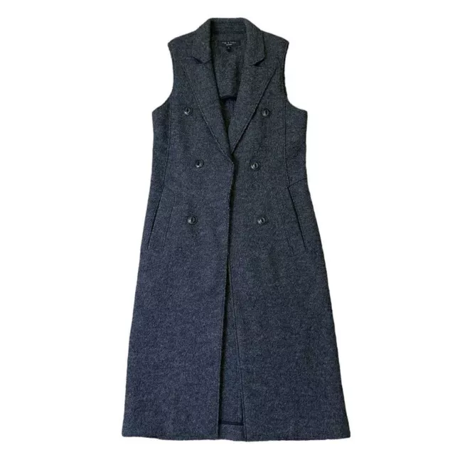 Rag & Bone New York Faye Longline Vest Sleeveless Coat Wool Size 4 Women's