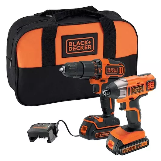 BLACK+DECKER 18V Cordless Combi Drill & Impact Driver BCK25S2SQ-GB