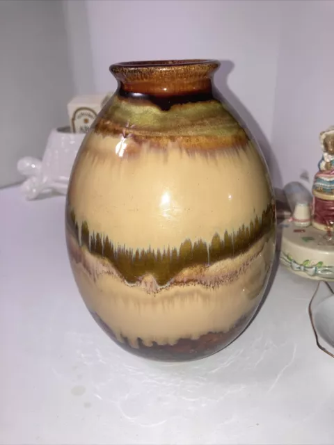 Vintage Marked Art Pottery Vase Drip Glaze Arts & Crafts 8.5” Free Flowing
