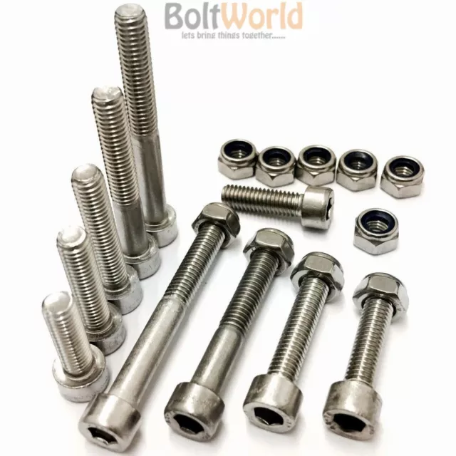 M3 / 3mm A2 STAINLESS STEEL SOCKET CAP SCREWS WITH NYLOC NUTS HEX HEAD BOLTS