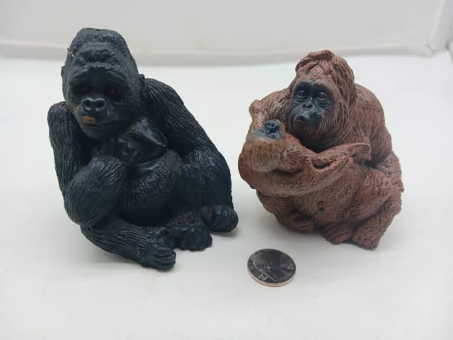 Vintage AAA Hard Rubber Mountain Gorilla & Orangutan w/ baby figure LOT