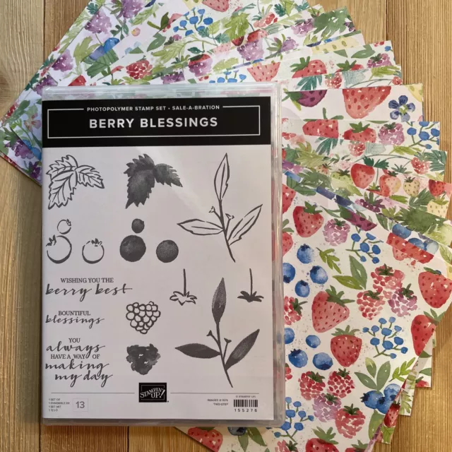 Stampin' Up! BERRY BLESSINGS Stamp Set & 24 6x6 Sheets BERRY DELIGHTFUL DSP