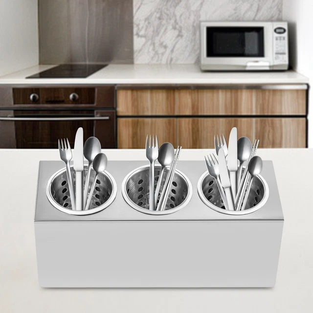 BAIYOUS 3-Tier Kitchen Utensil Organizer Stand – Gray, Countertop Cutlery & Flatware Holder
