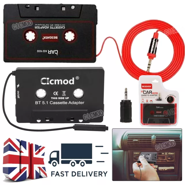 Bluetooth 5.1 Audio AUX Car Cassette Tape Adapter For iPhone iPod