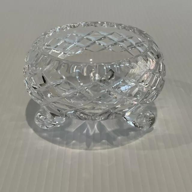 Crystal Diamond Cut 3 Footed Small Bowl Trinket Ornament 6cm Tall 20cm Diameter