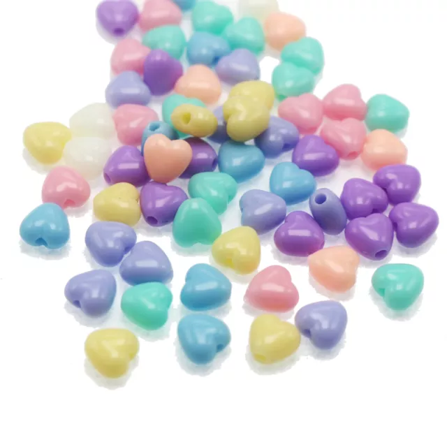 500 Mixed Pastel Color Acrylic Cute Mini Love Heart Beads Charms 7X6mm