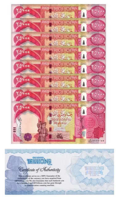 Iraq 25000 Dinars Banknote UNC, COA USA. seller 8 notes 200000 Dinar