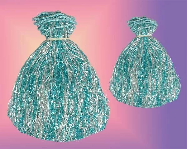 TURQUOISE & SILVER GLASS BEADED BELLY DANCE FRINGE 40" x 8" 40" x 4"