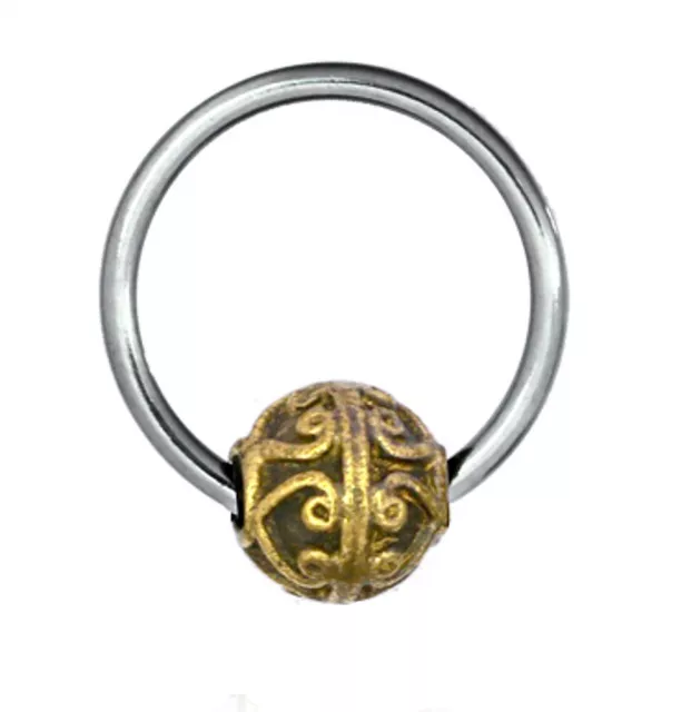 Universal Piercing Kugel Ring Edelstahl Brass Herzen Captive Bead gold